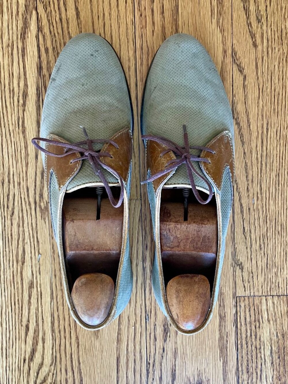 Vintage Ballys Mens Shoes Sz 8 Leather and Suede; neutral brown/linen tan color